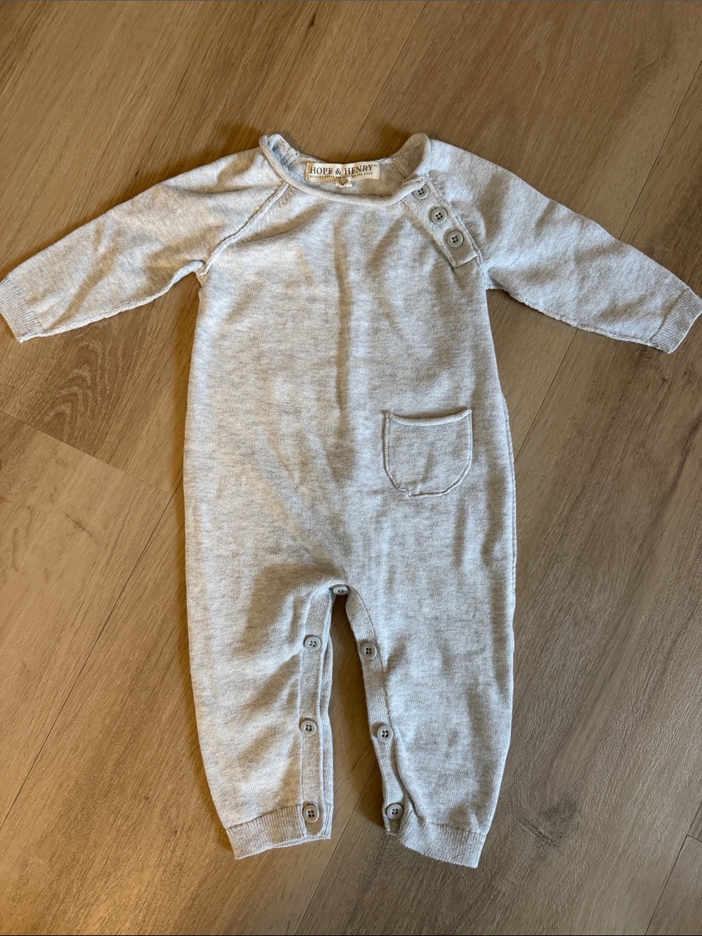 Hope & Henry light heathered gray sweater Knit Footie One-Piece for Kids